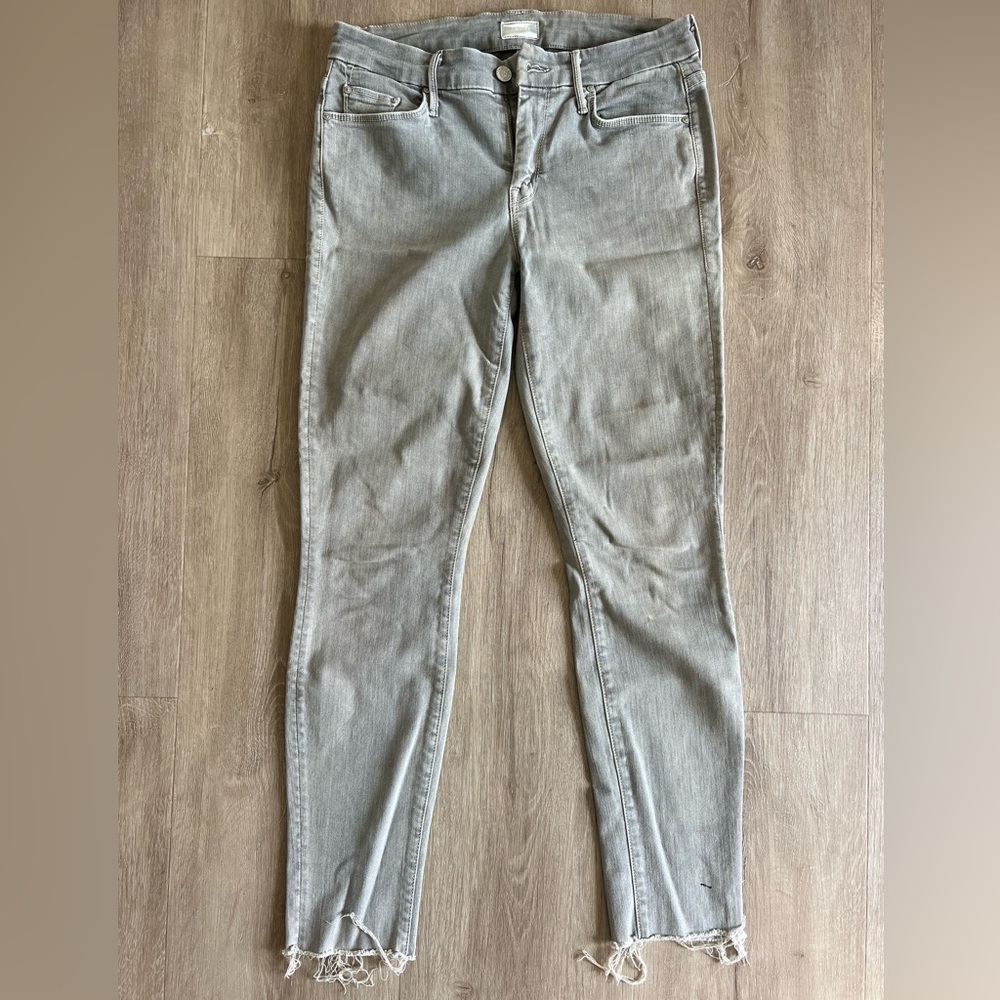 Mother Denim, the Looker Ankle Fray, size 27, light grey stretch denim